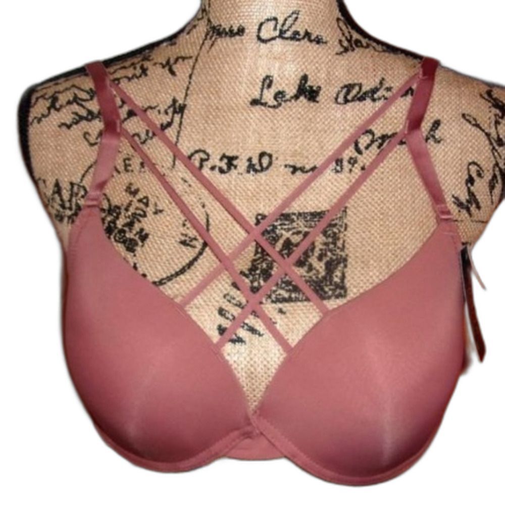 Youmita Cedarwood Plunge Cage Front 34C Push Up Bra NWT